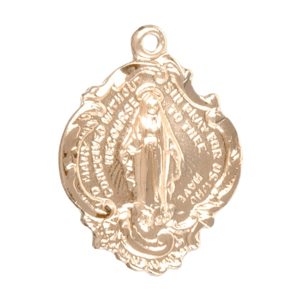 Miraculous Medal Gold Plated Sterling Silver Pendant — 18" Chain, Made in USA