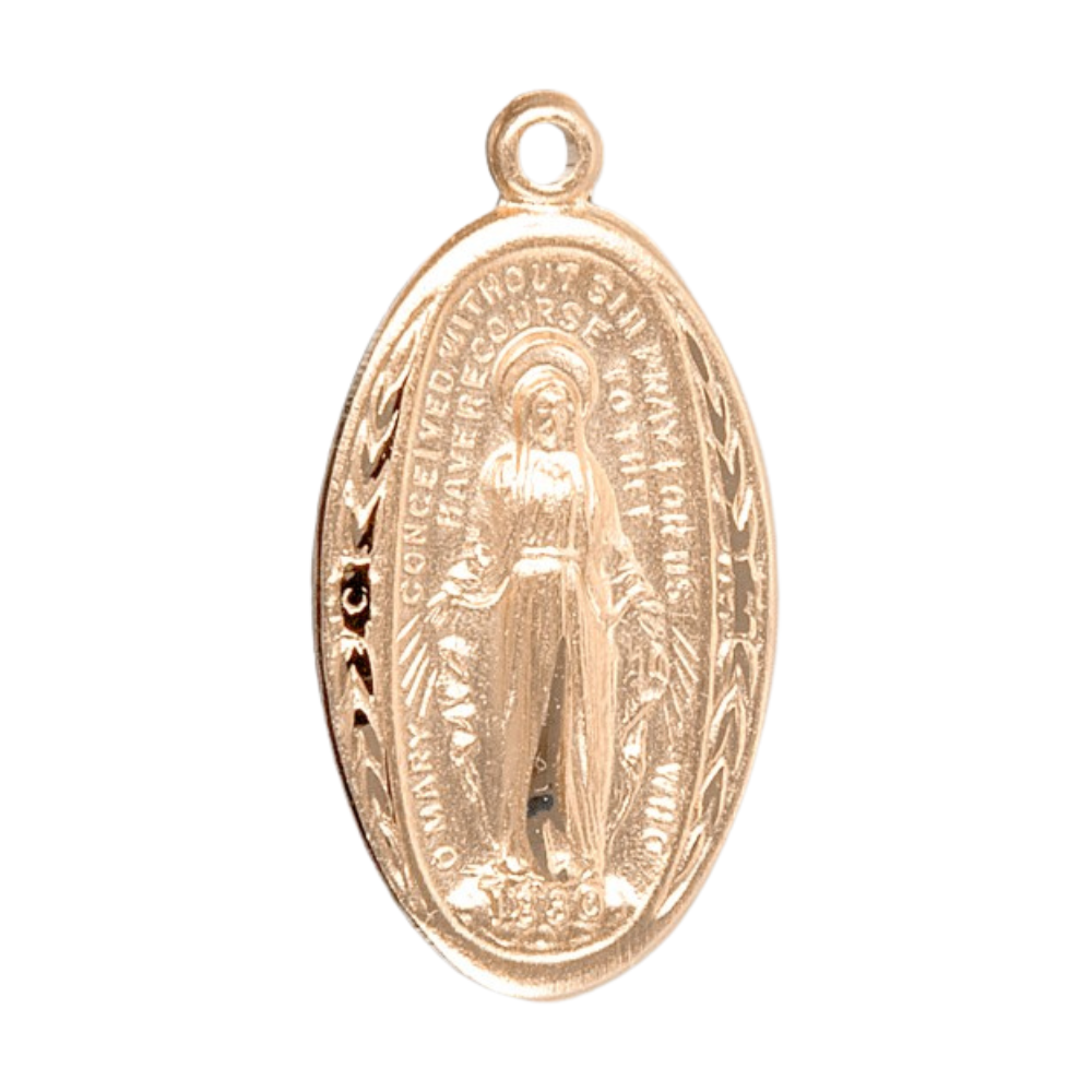 Miraculous Medal Gold Over Sterling Silver Oval Pendant — 18" Chain, Gift Box