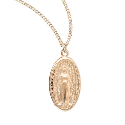 Gold Plated Sterling Silver Oval Miraculous Medal, Catholic Gift, Made in USA