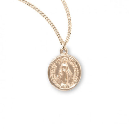 Gold Plated Sterling Silver Round Miraculous Medal, Catholic Gift, Made in USA