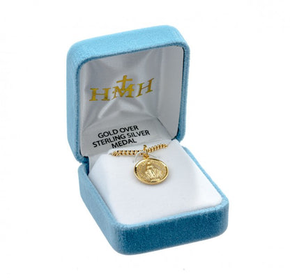 Miraculous Medal 16kt Gold over Sterling Silver Pendant — 18" Chain, Gift Box