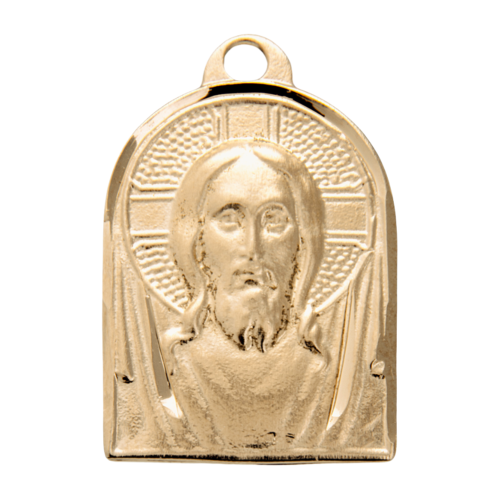 Medal of Christ 16k Gold Over Sterling Silver Pendant — 18" Chain, Gift Box
