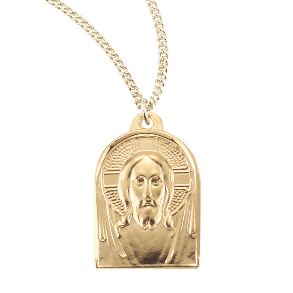 Gold Plated Sterling Silver Medal of Christ, Catholic Gift, Made in USA