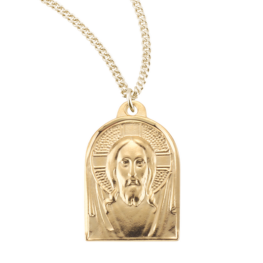 Gold Plated Sterling Silver Medal of Christ, Catholic Gift, Made in USA
