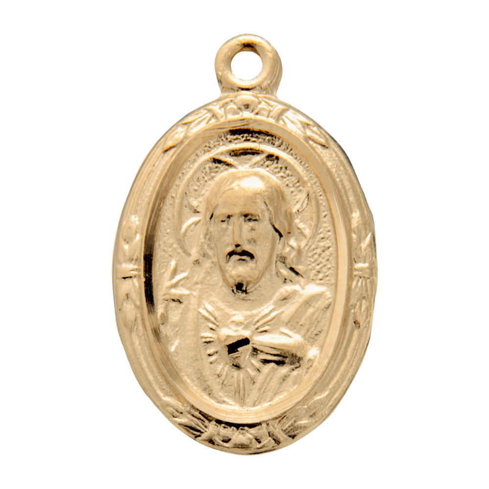 Scapular Medal Gold Over Sterling Silver Pendant — 18" Chain, Gift Box Included