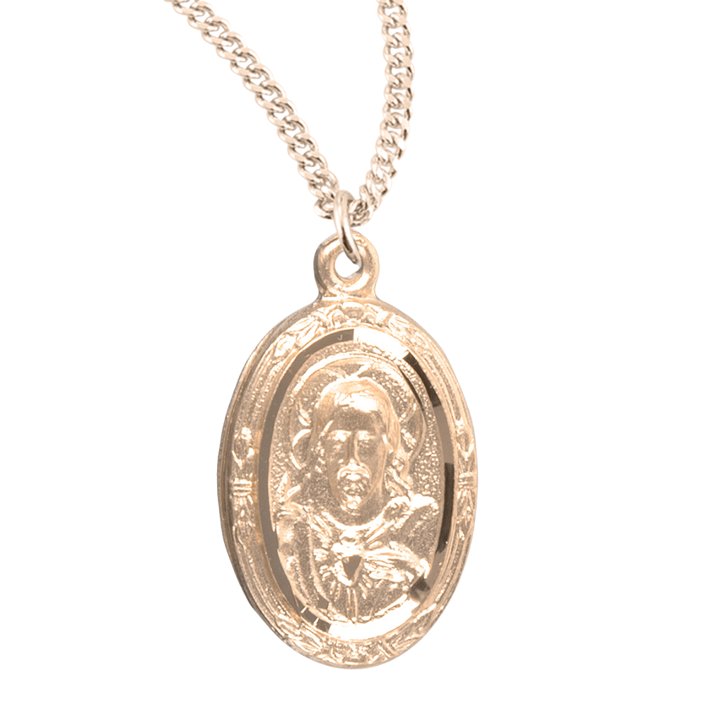 Gold Plated Sterling Silver Scapular Medal, Catholic Gift, Made in USA