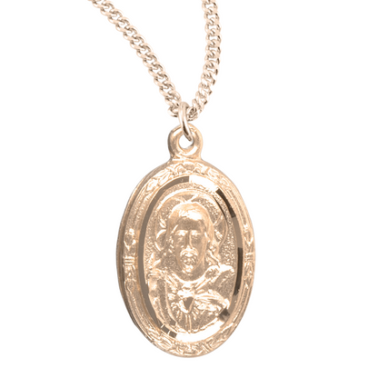 Gold Plated Sterling Silver Scapular Medal, Catholic Gift, Made in USA