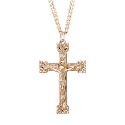 Gold Plated Sterling Silver Highly Detailed Crucifix, Catholic Gift, Made in USA