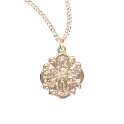 Gold Plated Sterling Silver Four-Way Medal, Catholic Gift, Made in USA