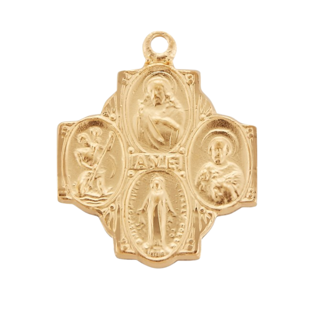 Ave 4-Way 16kt Gold over Sterling Silver Pendant Necklace — 20" Chain, Boxed