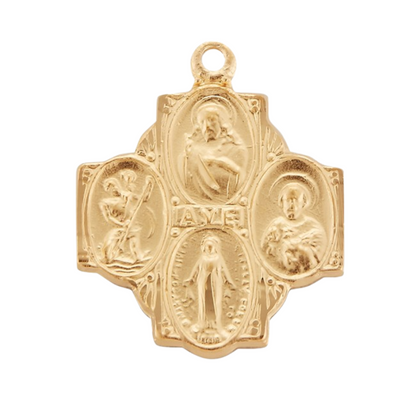 Ave 4-Way 16kt Gold over Sterling Silver Pendant Necklace — 20" Chain, Boxed