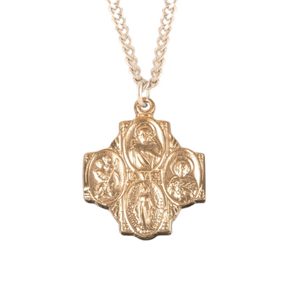 16kt Gold Plated Sterling "Ave" 4-Way, Catholic Gift, Made in USA