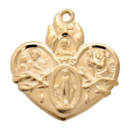 4-Way Heart Medal 16kt Gold Over Sterling Silver — 18" Chain, Gift Box Included