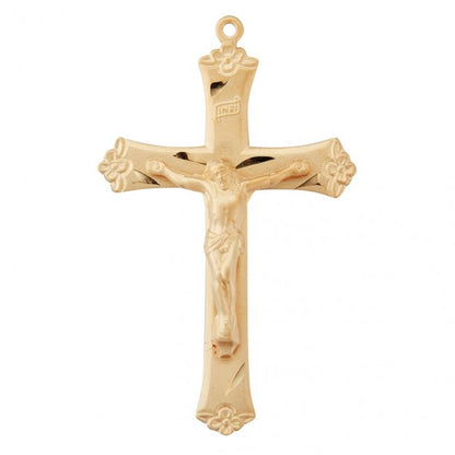 Large Rosary Crucifix 16kt Gold Over Sterling Silver — 24" Chain, Made in USA