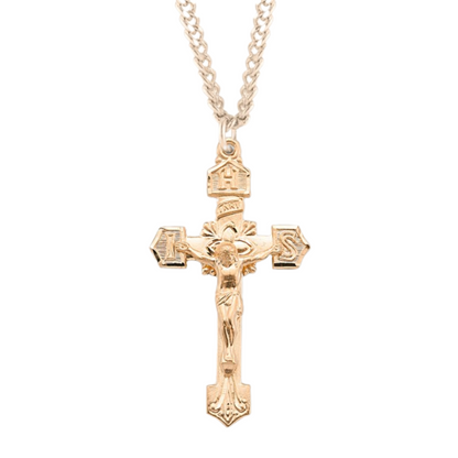Gold Plated Sterling Silver IHS Crucifix, Catholic Gift, Made in USA