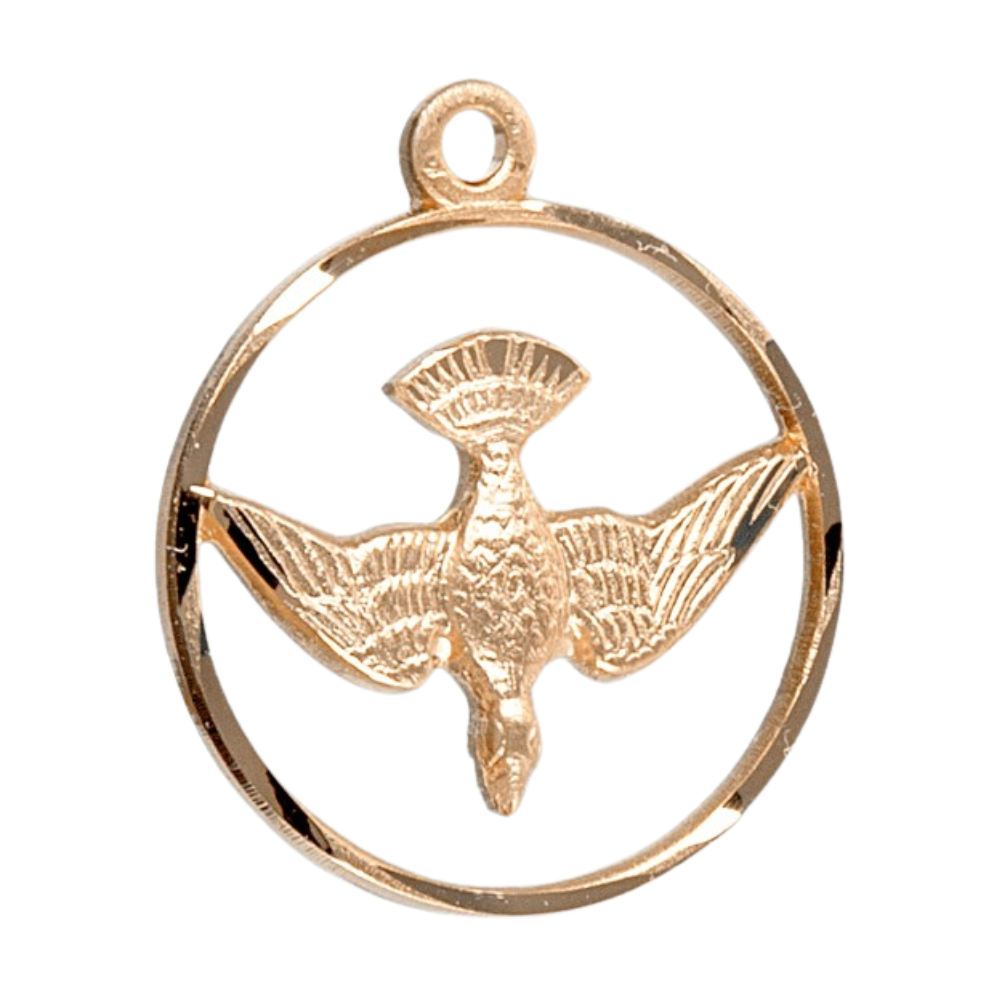 Holy Spirit 16kt Gold Over Sterling Silver Medal — 18" Chain, Made in USA