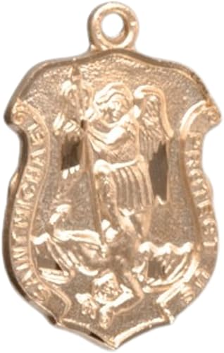 Saint Michael Gold Plated Sterling Silver Badge Medal — 18" Chain, Made in USA