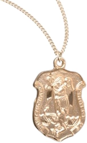Saint Michael Gold Plated Sterling Silver Badge Medal, Catholic Gift, Made in USA