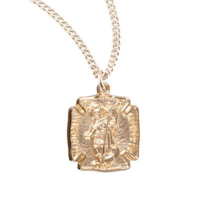 Gold Plated Sterling Silver St. Florian Medal, Catholic Gift, Made in USA