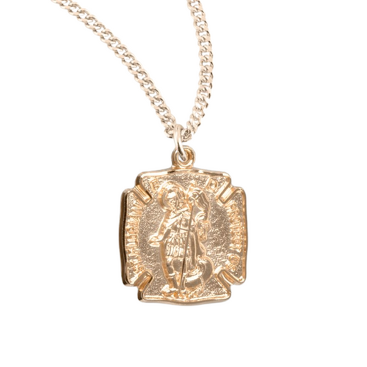 Gold Plated Sterling Silver St. Florian Medal, Catholic Gift, Made in USA