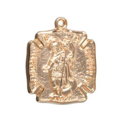 Saint Florian Gold Over Sterling Silver Medal Pendant — 18" Chain, Gift Box