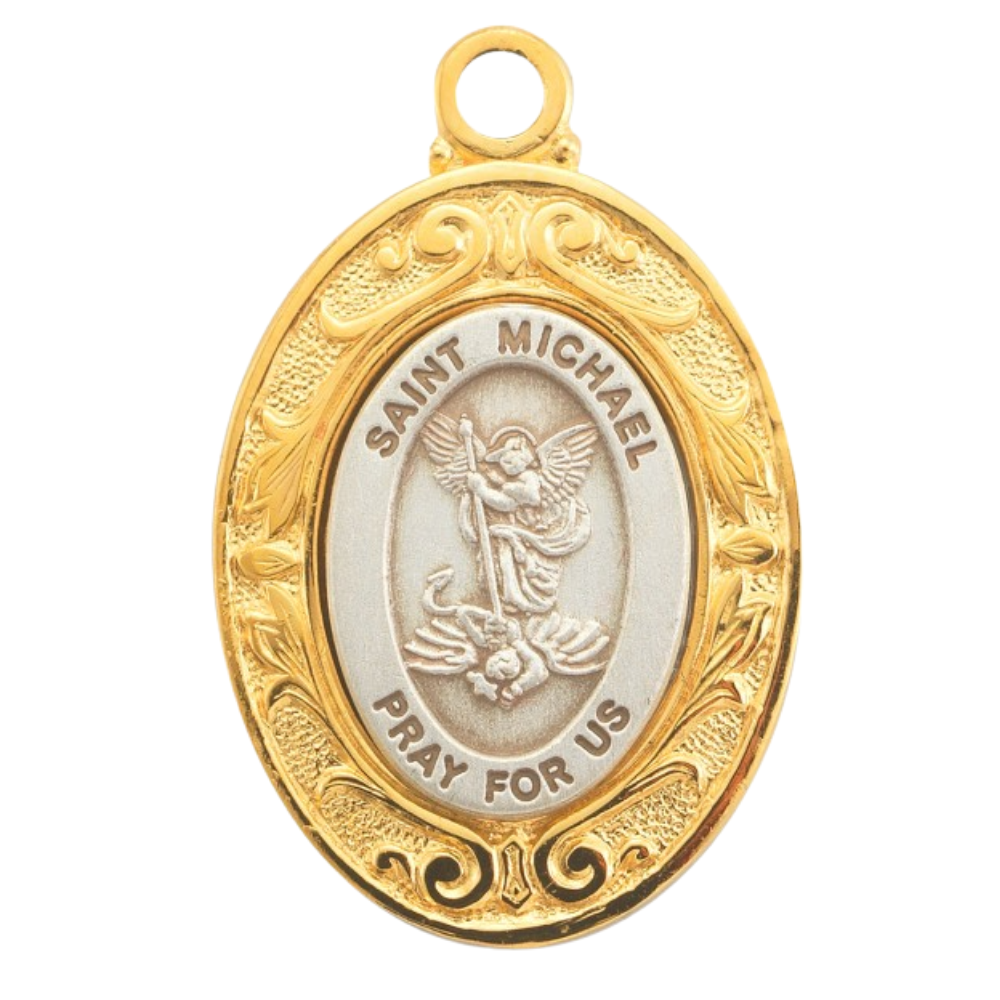 St. Michael 16kt Gold Over Sterling Silver Medal — 18" Chain, Gift Box Included