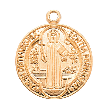 Saint Benedict Gold Over Sterling Silver Jubilee Medal — 18" Chain, Made in USA