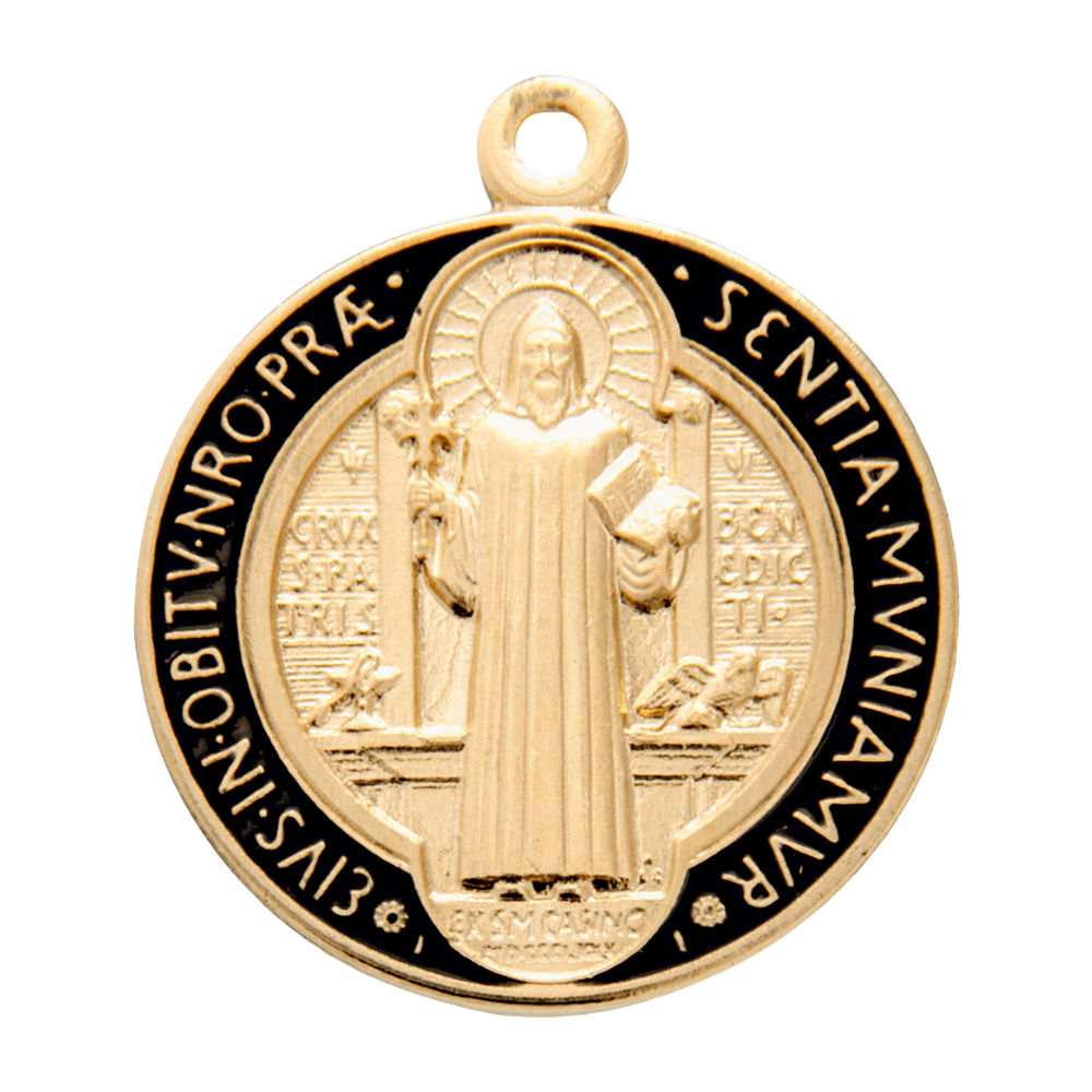 Saint Benedict Jubilee Gold Over Sterling Silver Medal Pendant — 18" Chain