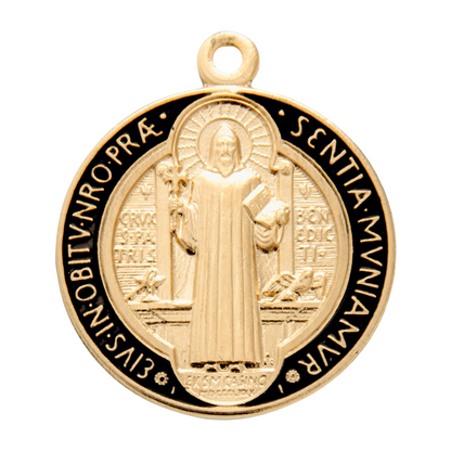 Saint Benedict Jubilee Gold Over Sterling Silver Medal Pendant — 18" Chain