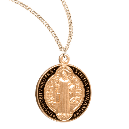 Saint Benedict Jubilee Gold Plated Sterling Silver Medal, Catholic Gift, Made in USA
