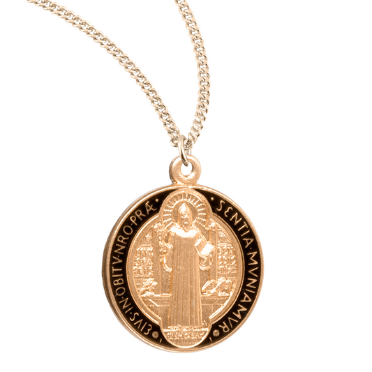 Saint Benedict Jubilee Gold Plated Sterling Silver Medal, Catholic Gift, Made in USA