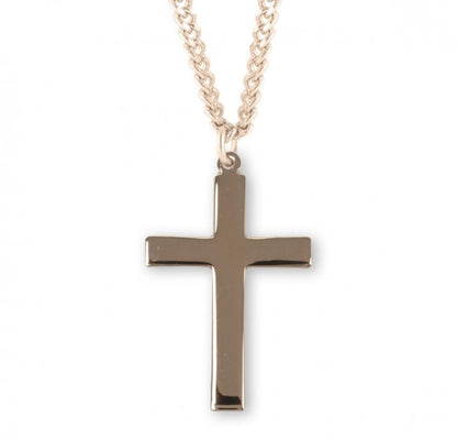 Gold Plated Sterling Silver 1-3/8" Latin style basic cross with a high polished finish, Catholic Gift, Made in USA