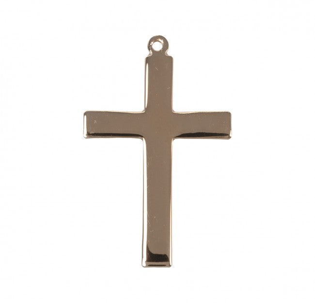 Latin Style Basic Cross 16kt Gold Over Sterling Silver — 24" Chain, Made in USA