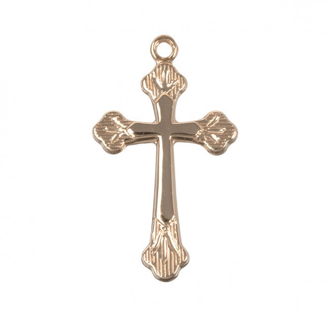 Flare Tip Cross 16kt Gold Over Sterling Silver Pendant — 18" Chain, Gift Box