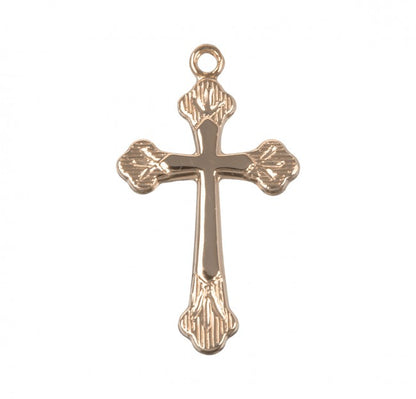 Flare Tip Cross 16kt Gold Over Sterling Silver Pendant — 18" Chain, Gift Box