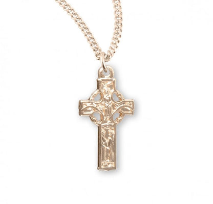 Gold Plated Sterling Silver Irish Celtic cross, Catholic Gift, Made in USA