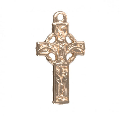 Irish Celtic Cross 16kt Gold Over Sterling Silver Pendant — 18" Chain, Gift Box