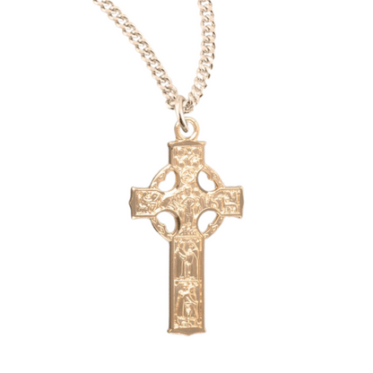 Gold Plated Sterling Silver Irish Celtic Cross, Catholic Gift, Made in USA