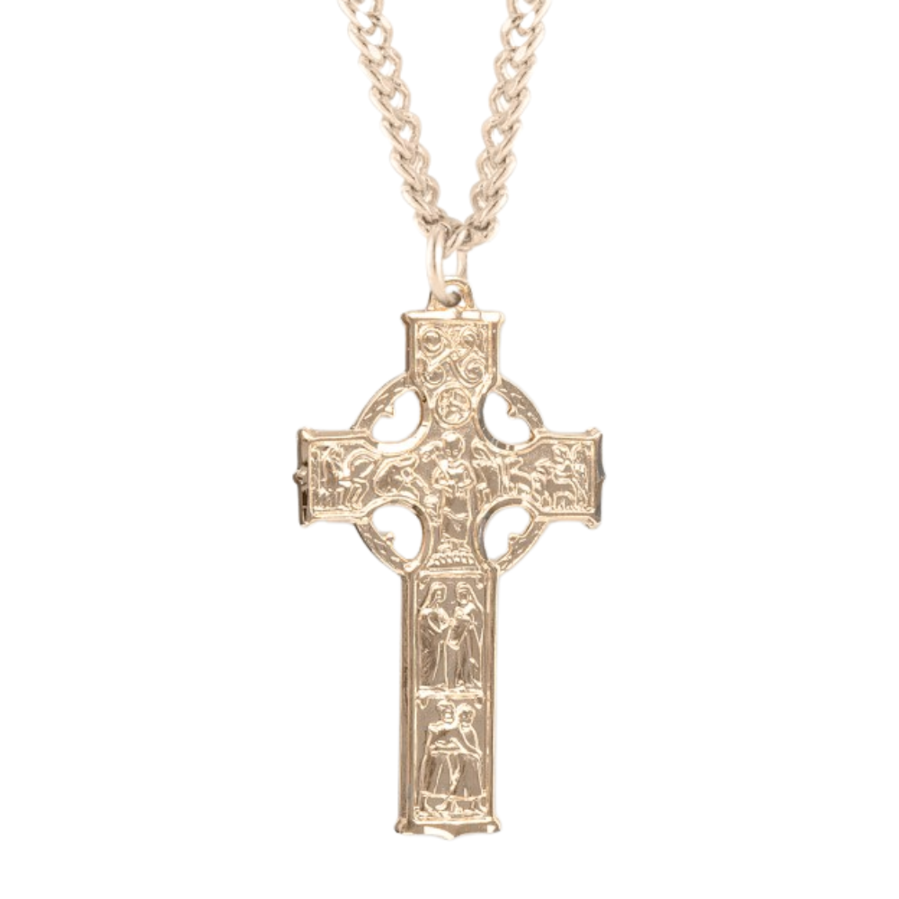 Gold Plated Sterling Silver Irish Celtic Cross, Catholic Gift, Made in USA