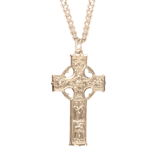 Gold Plated Sterling Silver Irish Celtic Cross, Catholic Gift, Made in USA