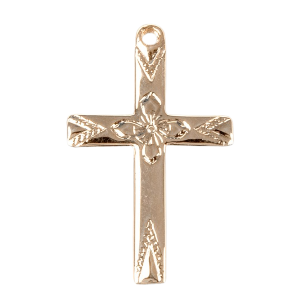 Cross 16kt Gold Over Sterling Silver Pendant — 18" Chain, Made in USA, Gift Box