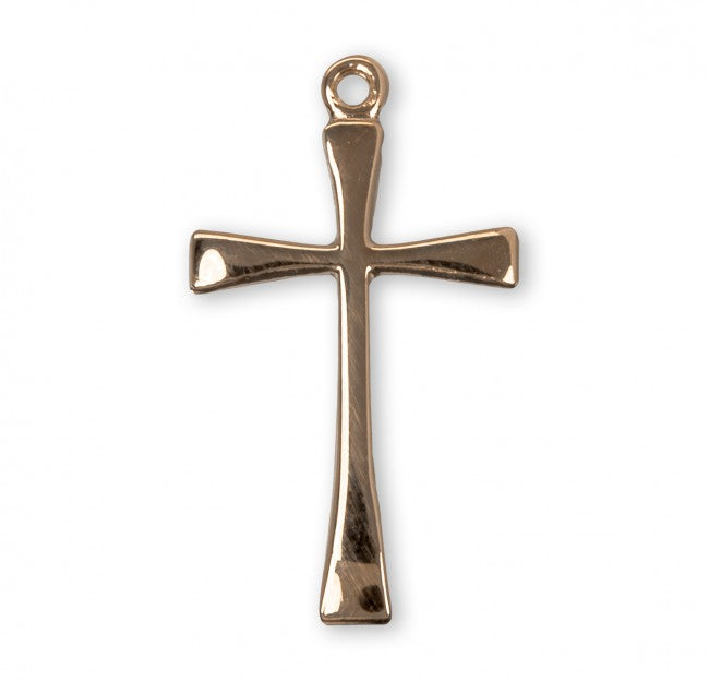 Tapered End Cross Gold Plated Sterling Silver Pendant Necklace — 18" Chain