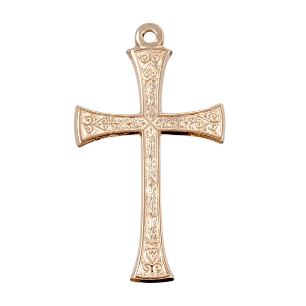 Detailed Cross 16kt Gold Over Sterling Silver Pendant — 20" Chain, Gift Box
