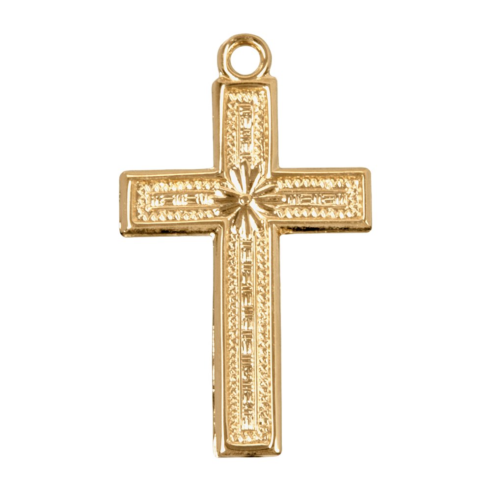 Simple Cross 16kt Gold Over Sterling Silver Pendant — 18" Chain, Gift Box