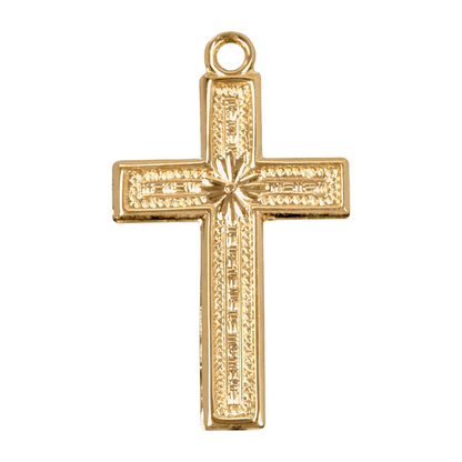 Simple Cross 16kt Gold Over Sterling Silver Pendant — 18" Chain, Gift Box