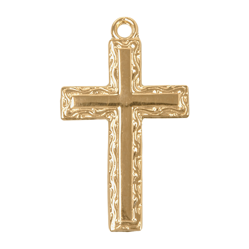 Gold Over Sterling Silver Cross Pendant — 18" Chain, Gift Box Included