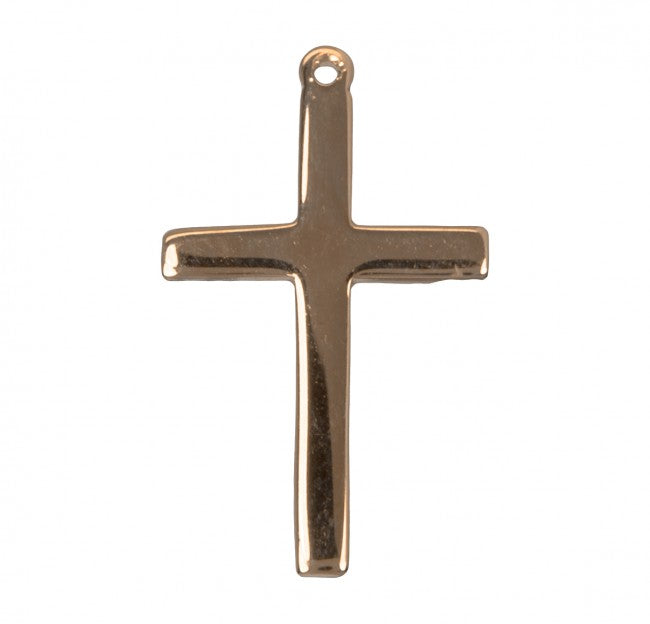 High Polished Cross 16kt Gold Over Sterling Silver Pendant — 18" Chain, Gift Box
