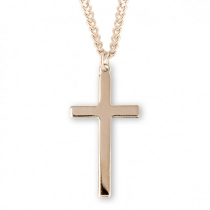 Gold Plated Sterling Silver High Polished Cross, Catholic Gift, Made in USA