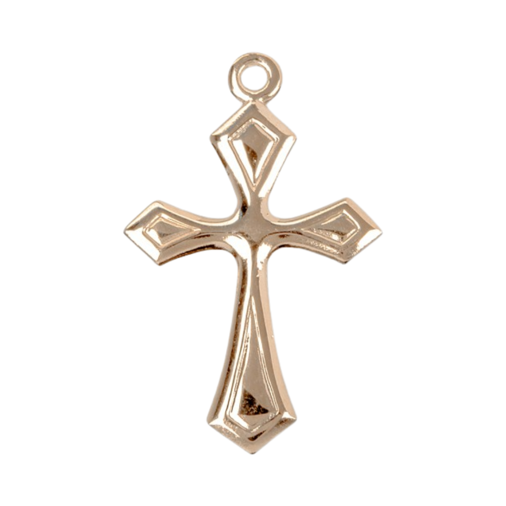 Fancy Cross 16kt Gold Over Sterling Silver Pendant — 18" Chain, Made in USA