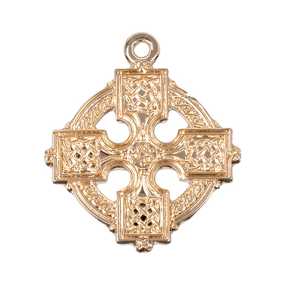 Celtic Cross 16kt Gold over Sterling Silver Pendant — 24" Chain, Made in USA